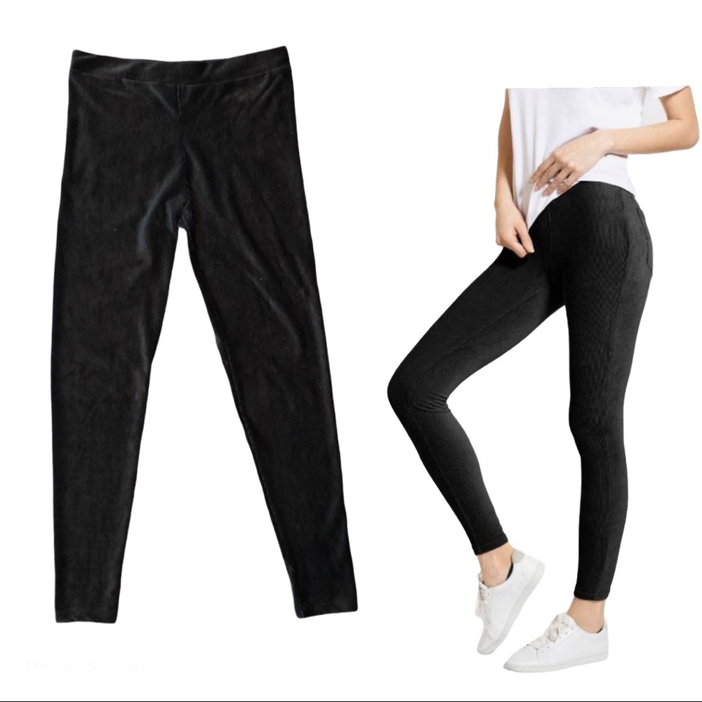 velvet curduroy black highwaisted leggings